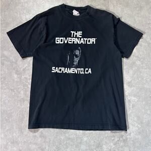 2000s Vintage The Governator Arnold Schwarzenegger Black T Shirt Size XL